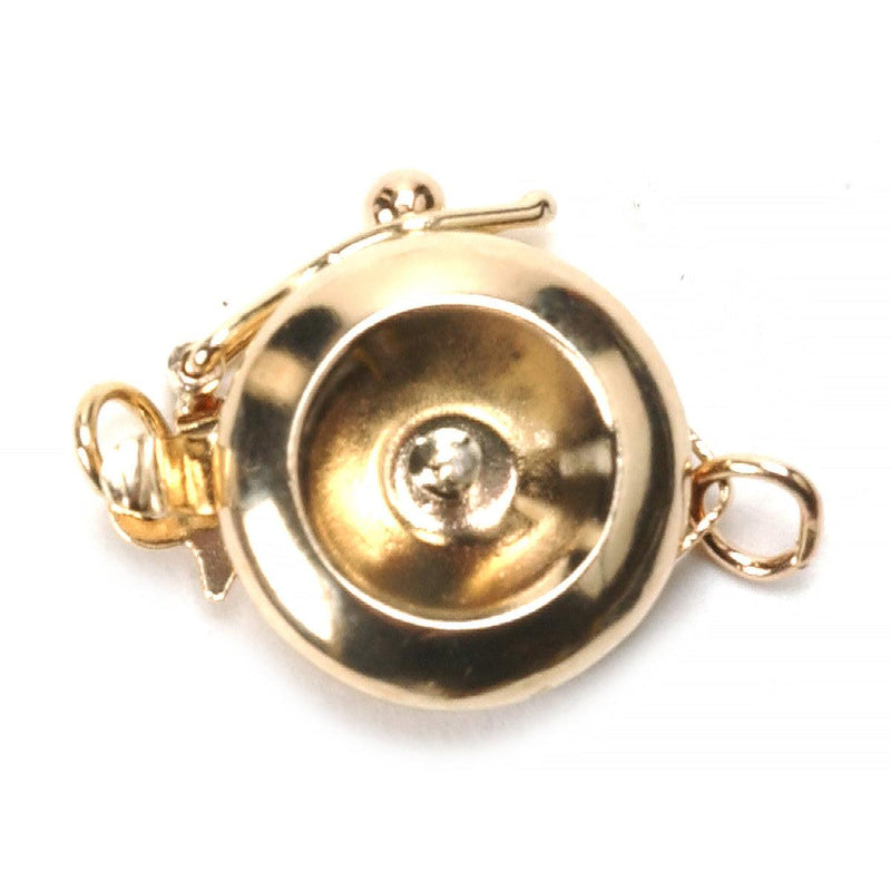 14KY Plain Round Pearl Clasp with Pearl or Bead Peg and Figure 8 Safety - Otto Frei