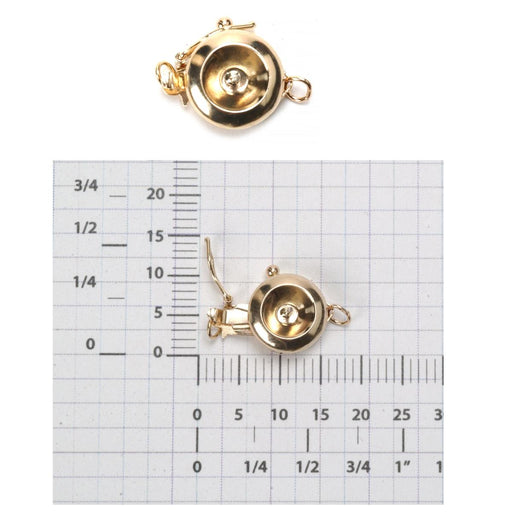 14KY Plain Round Pearl Clasp with Pearl or Bead Peg and Figure 8 Safety - Otto Frei