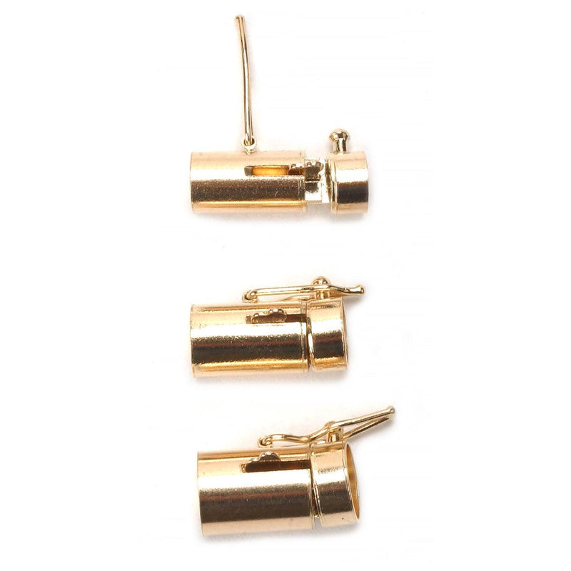 14KY Round Tube Barrel Solder On Clasps-5.6 & 6.4 mm - Otto Frei