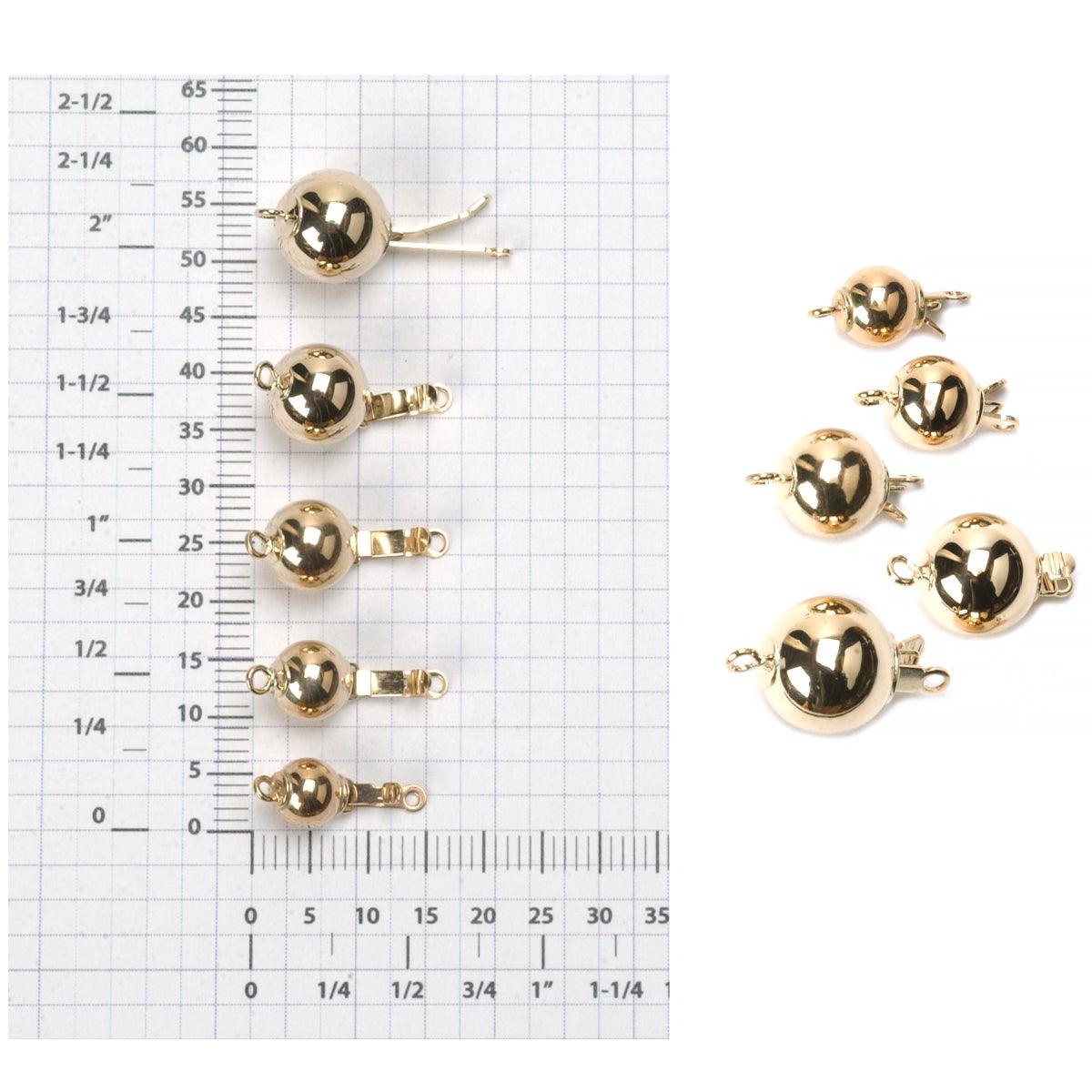 14K Yellow Gold Smooth Polished Plain Ball Clasp — Otto Frei