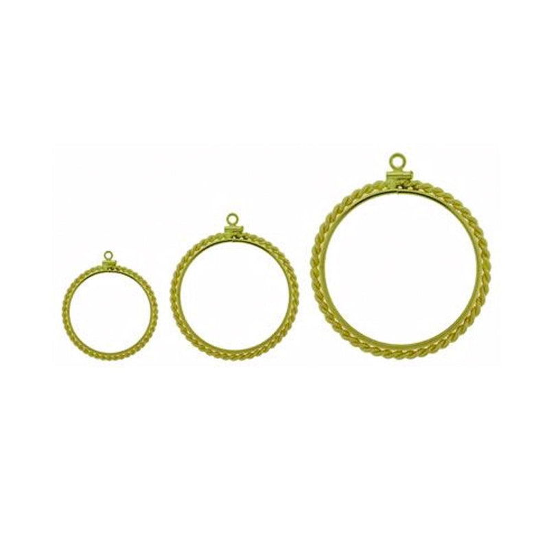 14KY, Sterling Silver & Yellow Gold Filled Mexican Coin Mountings - Rope Edge - Otto Frei
