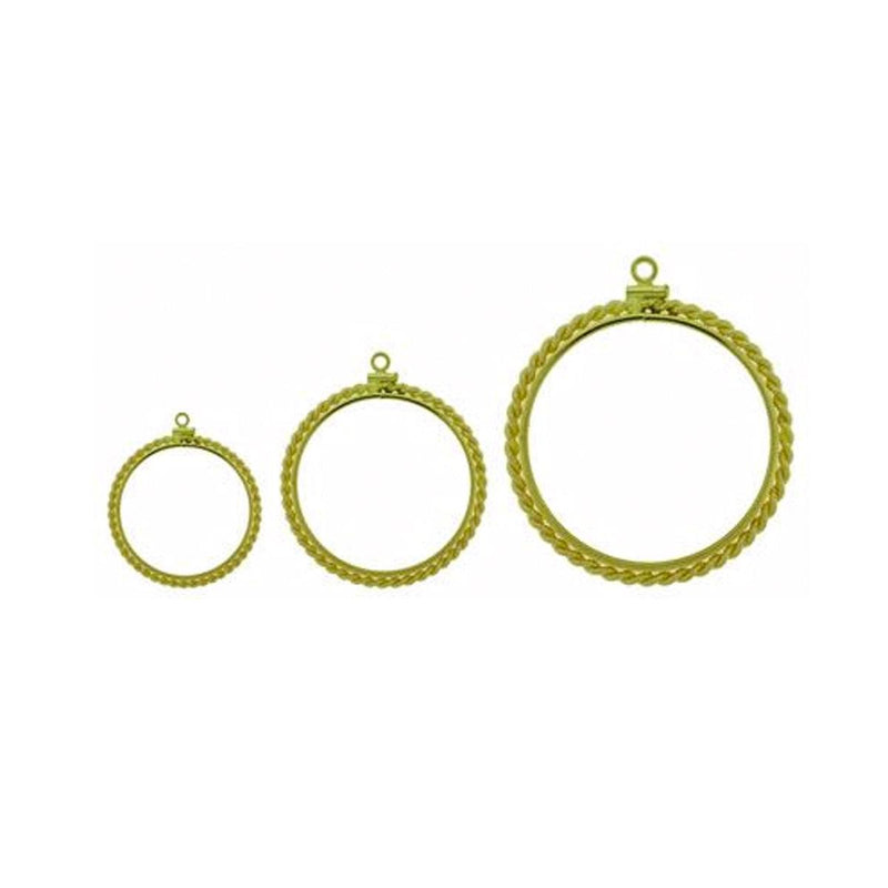 14KY, Yellow Gold Filled & Sterling Silver English Coin Mountings - Rope Edge - Otto Frei