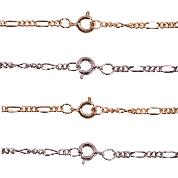 14KY,14KW & 18KY Figaro Chain 1.5mm with Spring Ring Clasp - Otto Frei