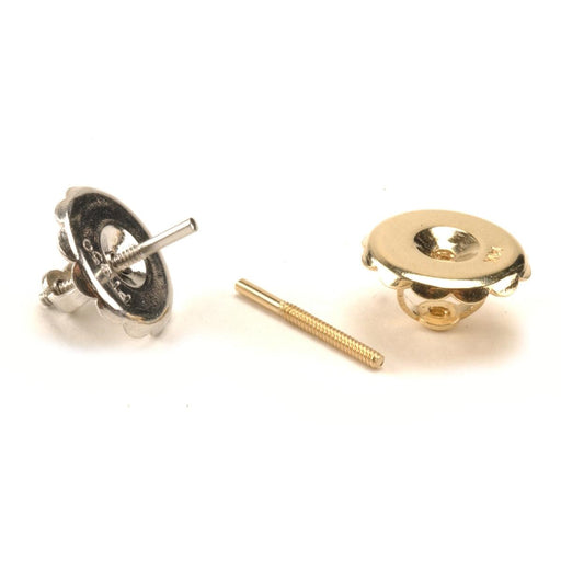 14KY,14KW,14KP,18KY & Platinum .041" Threaded Earring Posts & 9.5mm Monster Threaded Backs Sets - Otto Frei