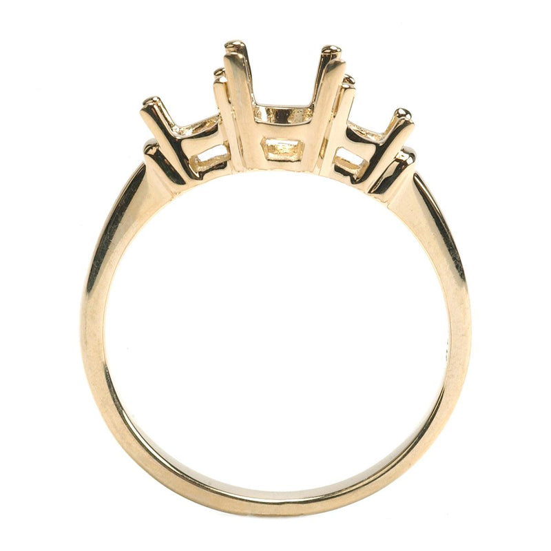 14KY,14KW,18KY,18KW & Platinum 3-Stone Round Ring Mountings-5.5mm Center Stone With 2-3.25mm Sides - Otto Frei