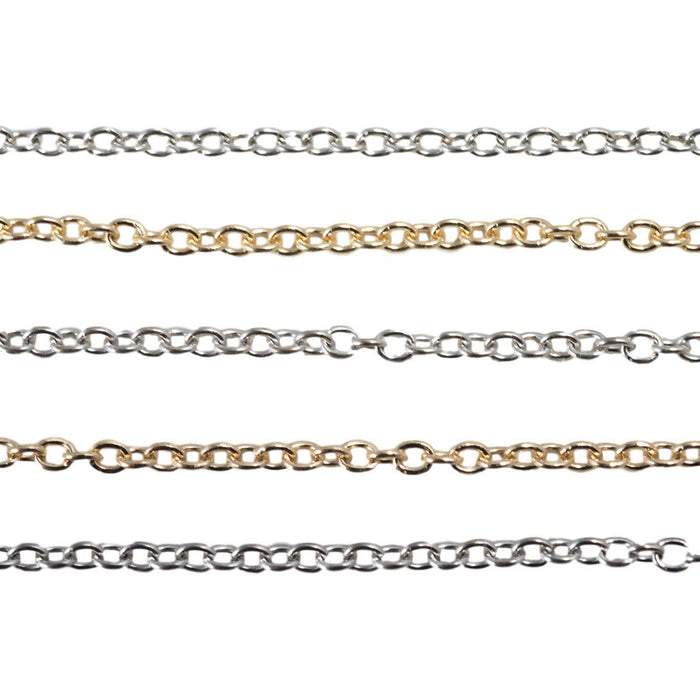 14KY,14KW,18KY,18KW & Platinum Cable Chain 1.5mm Sold by the Inch - Otto Frei