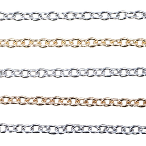 14KY,14KW,18KY,18KW & Platinum Cable Chain 1.8mm Sold by the Inch - Otto Frei