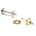 Ohrstecker-Fassungen für Cocktail-Ohrringe aus Gold und Platin mit 3 Krappen, sicherem Stecker und Verschluss - 14K Gelb / 2,0 mm (0,03 ct)