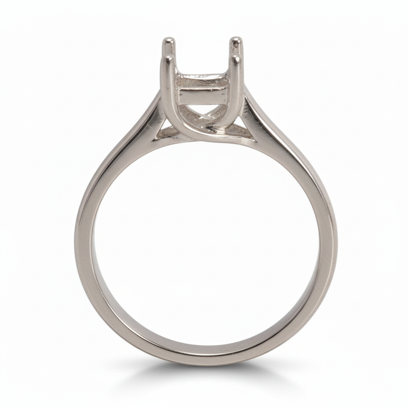 Platinum Square Solitaire Criss-Cross Ring Mountings-4.5 x 4.5mm Center Stone