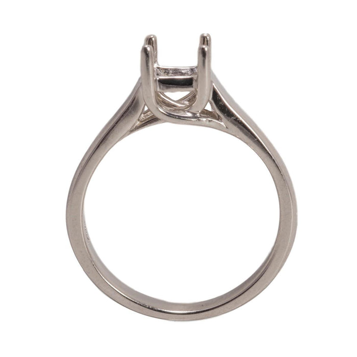 18KW, Platinum Square Solitaire Criss-Cross Ring Mountings-4.5 x 4.5mm Center Stone - Otto Frei