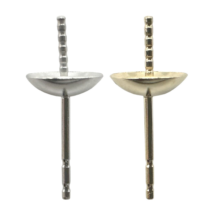 14KY &amp; 14KW Standardgewicht-Perlen- und Steinpfosten – 6,0-mm-Cup mit Stift