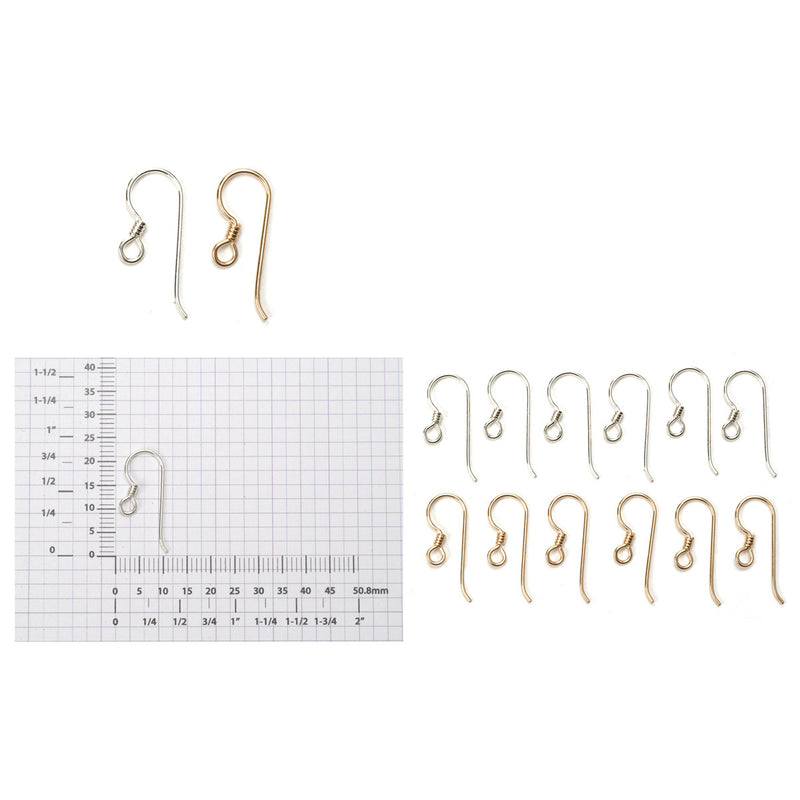 Sterling Silver & Yellow Gold Filled Shepherd Hooks with Coil-Made in the USA - Packs of 6