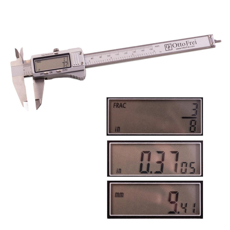 3-Way Electronic Digital Caliper-MM-Inch-Fractional Inch - Otto Frei