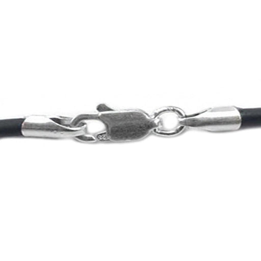 Sterling Silver Lobster Claw Clasp on Black Leather 1.5mm Necklace Cord - Otto Frei