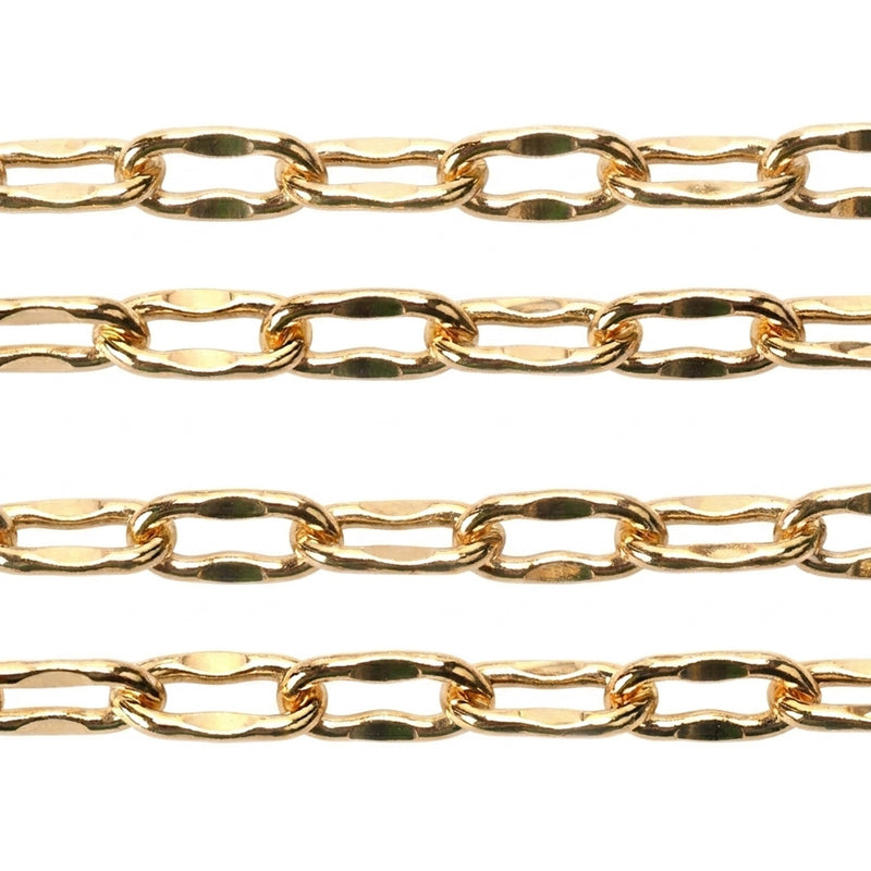 Yellow Gold Filled Oval Dapped Chain 3mm x 6mm - 5Ft (60 Inch) Pack