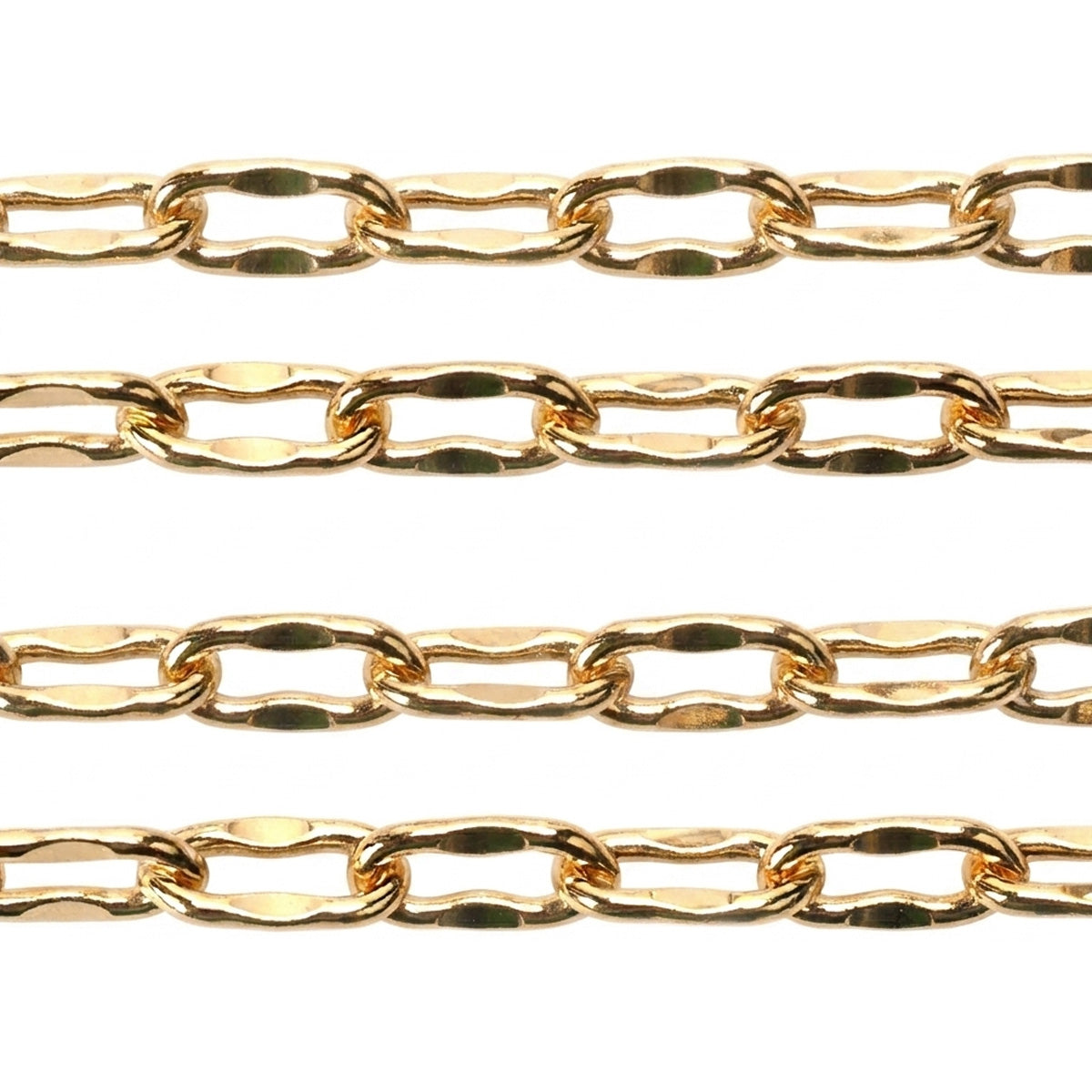 Yellow Gold Filled Oval Dapped Chain 3mm x 6mm | 5 Ft Pack — Otto Frei