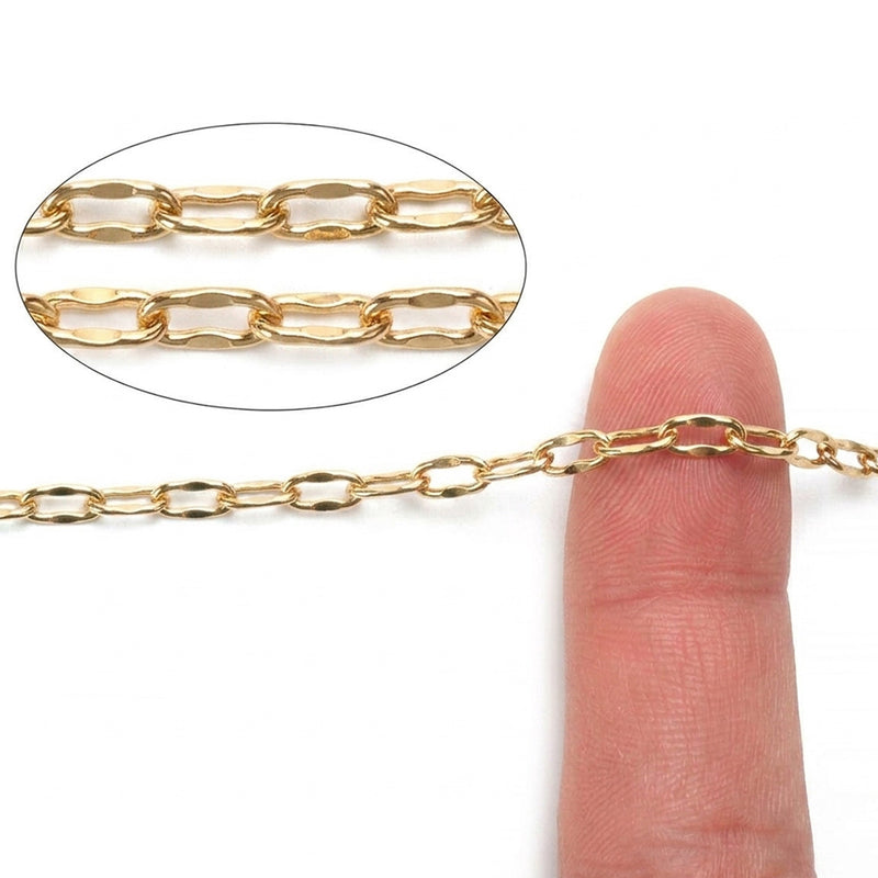 Yellow Gold Filled Oval Dapped Chain 3mm x 6mm - 5Ft (60 Inch) Pack