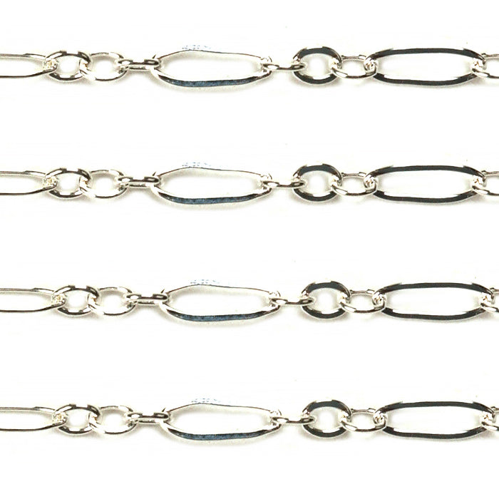 Sterling Silver Long & Short Lined Chain 1.9mm - 5 Ft. (60 Inch) Pack