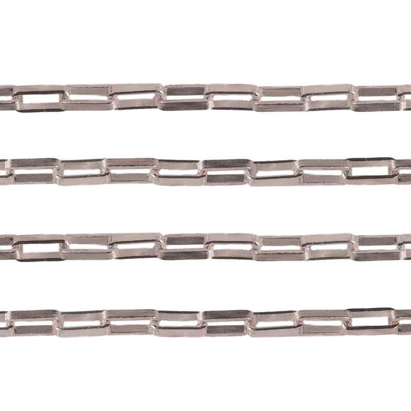 Sterling Silver Elongated Box Chain 1.4 mm - 5 Ft. (60") Pack