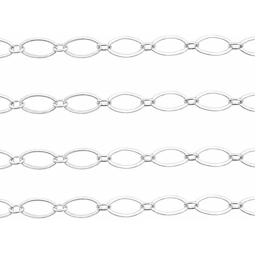 Sterling Silver Fancy Long & Short Flat Chain | 7.3mm x 3.7mm - 5 Ft. (60 Inch) Pack