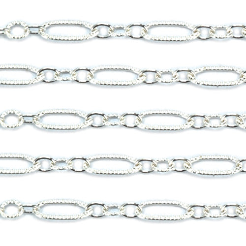 Sterling Silver Cable Long & Short Lined Chain 5.4mm x 2.6mm 5 Ft. (60 Inch) Pack
