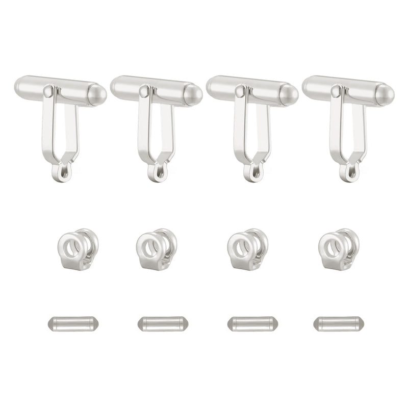 Weiß plattierter Torpedo-Manschettenknopf mit Gelenk und Niete – 4er-Packung