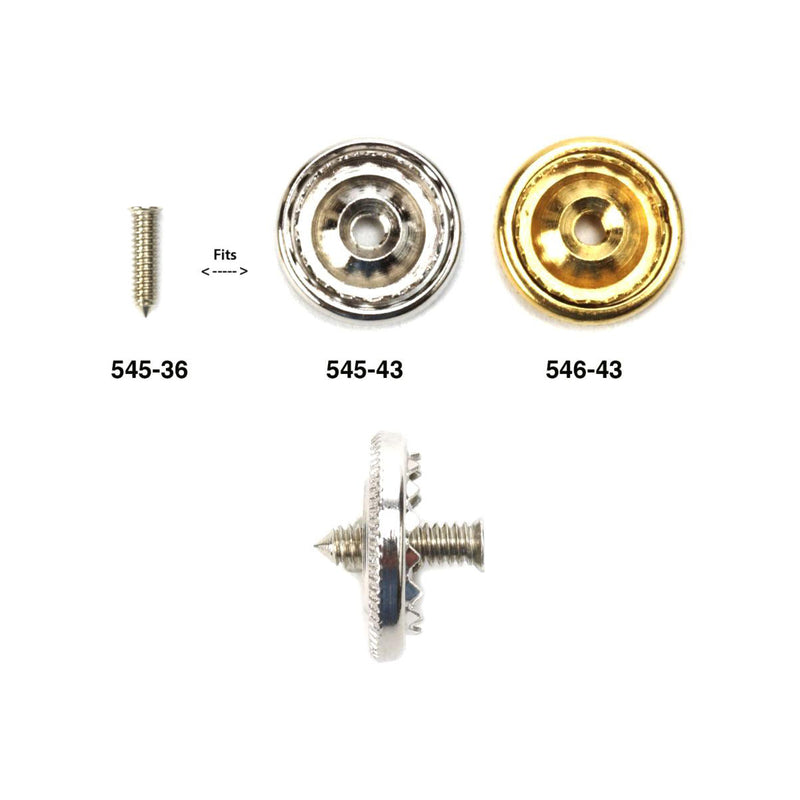 Nickle Silver, Brass & White Plated Screw Posts and Screw Button Backs - .085" Diameter- Packs of 6