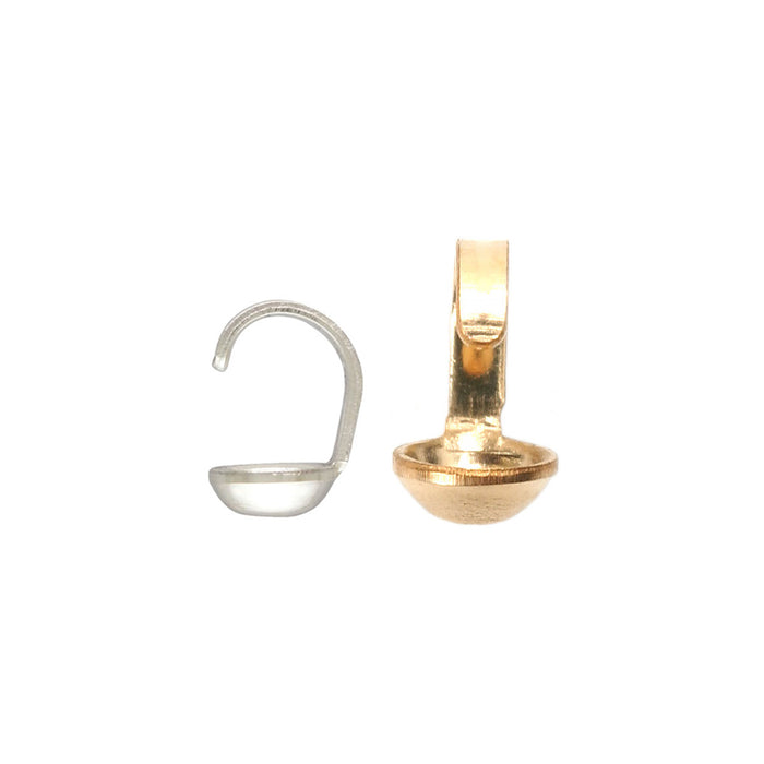 Puntas de abalorio de copa individual pequeñas con relleno de oro amarillo y plata de ley - Paquetes de 12