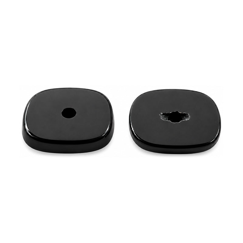 Onyx noir véritable à sommet plat antique, biseau simple