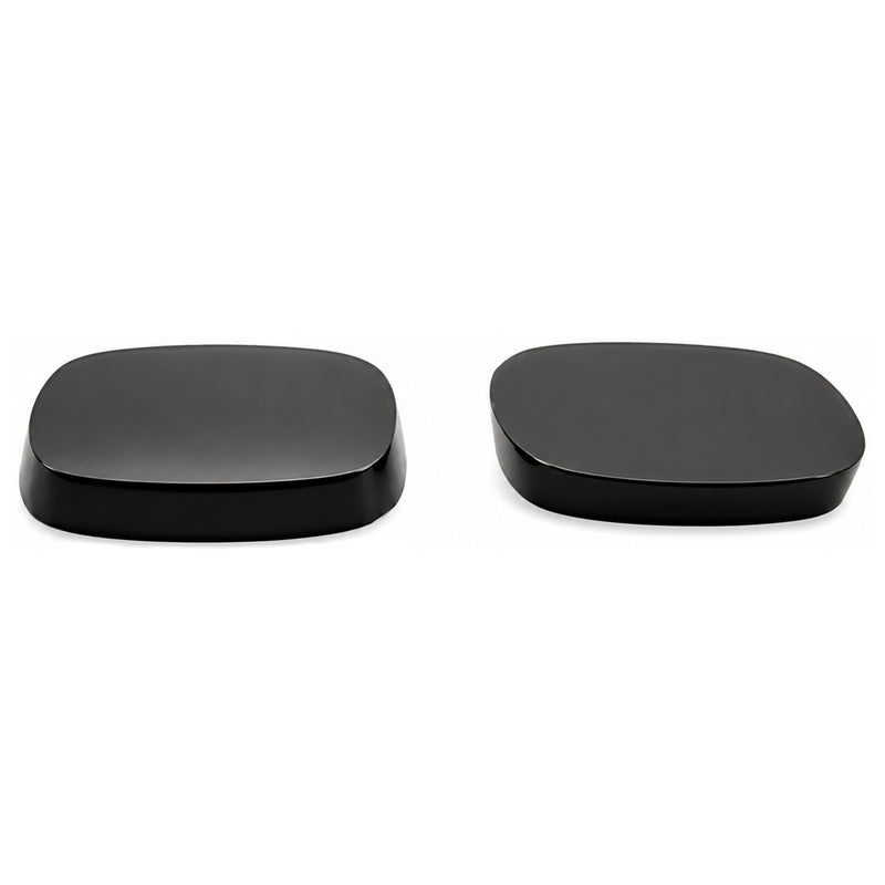 Onyx noir véritable à sommet plat antique, biseau simple