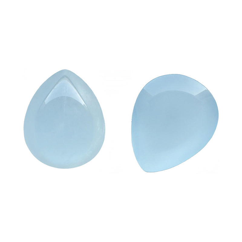 Closeout Pear Genuine 10mm x 8mm Aquamarine Cabochon