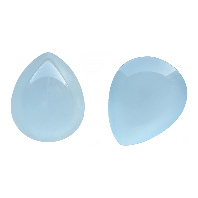 Closeout Pear Genuine 11mm x 9mm Aquamarine Cabochon