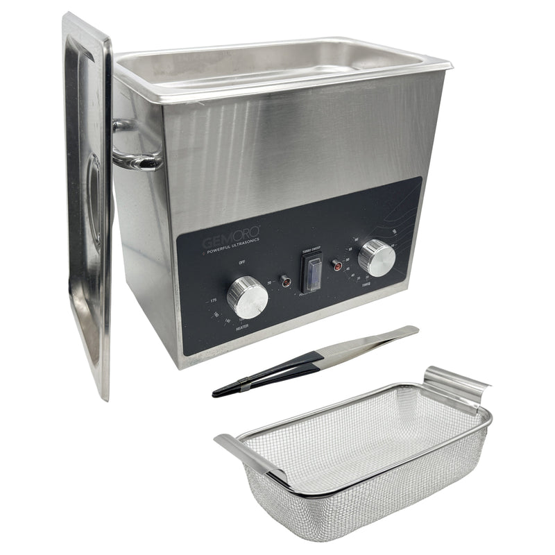 Closeout Used Open-Box GemOro 3 Quart Heated Next-Gen Ultrasonic with Timer, Cover, Basket & Tweezers (Old Version)