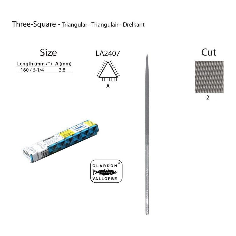 Closeout Glardon-Vallorbe LA2407-160-2 Three Square Needle File