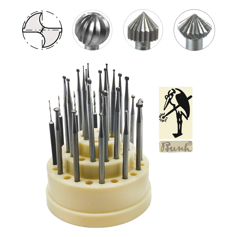 Tonya Davidson Busch Mixed Shapes Burs & Twist Drills Kit of 28 Pieces on 3/32 Shanks