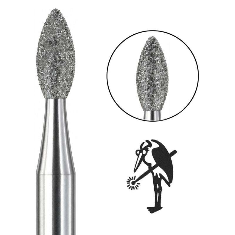 Packs of 2-Busch 368-023 Diamond 2.30mm Flame Burs on 3/32" Shanks