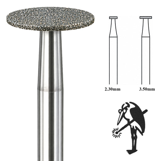 Packs of 2-Busch 818 Diamond Wheel Burs on 3/32" Shanks 2.30mm & 3.50mm