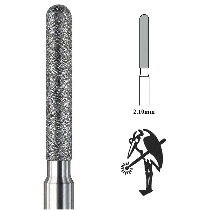 Pack of 2 Busch 842R-021 Diamond 2.10mm Round Cylinder Bur on 3/32" Shanks
