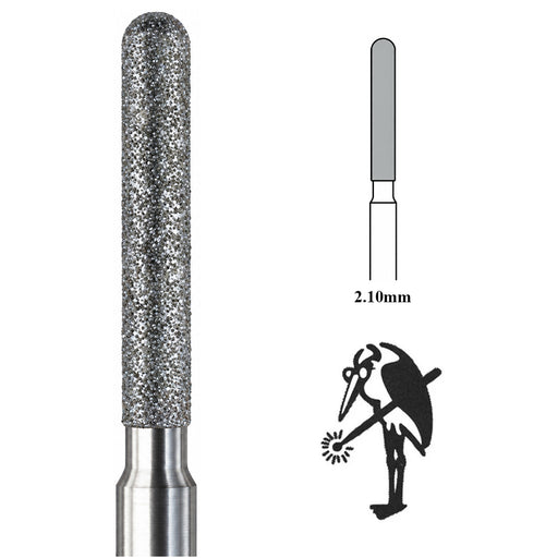Pack of 2 Busch 842R-021 Diamond 2.10mm Round Cylinder Bur on 3/32" Shanks
