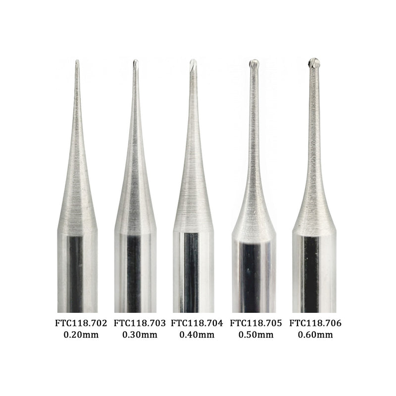 AGILO Full Carbide Micro Round Burs 3/32" Shanks 0.20mm-0.60mm