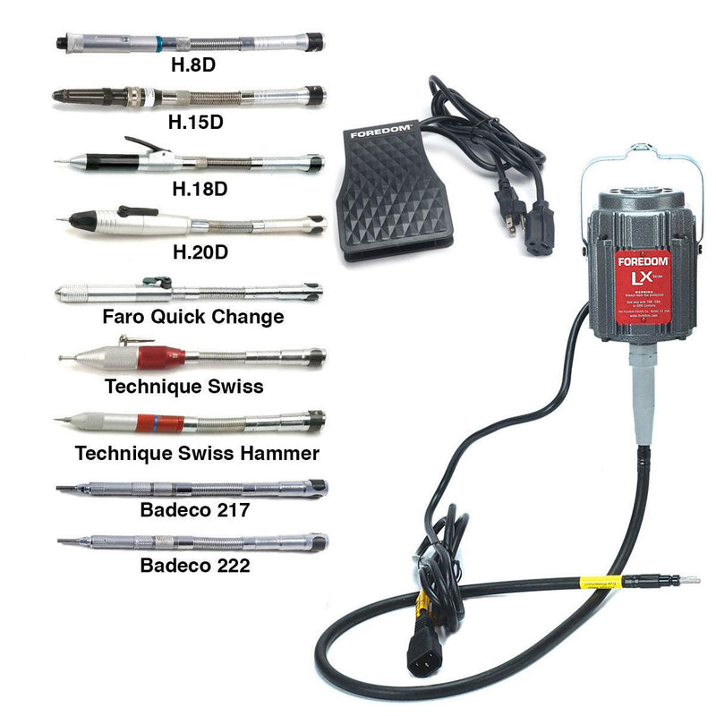 Foredom M.LX-230V Motor with C.TXR-2 Foot Control, Choice of Handpiece - 230V