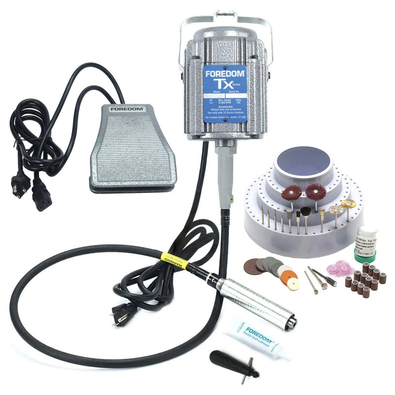 Foredom K.TX380 Flexwellen-Kit-115V mit C.SXR-1 Fußsteuerung im Gusseisengehäuse