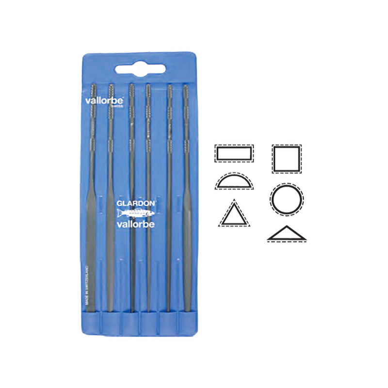 Glardon-Vallorbe LA2442-0 Nadelfeilen-Set, 6 Stück – 5-1/2" (140 mm), Hieb 0, grob