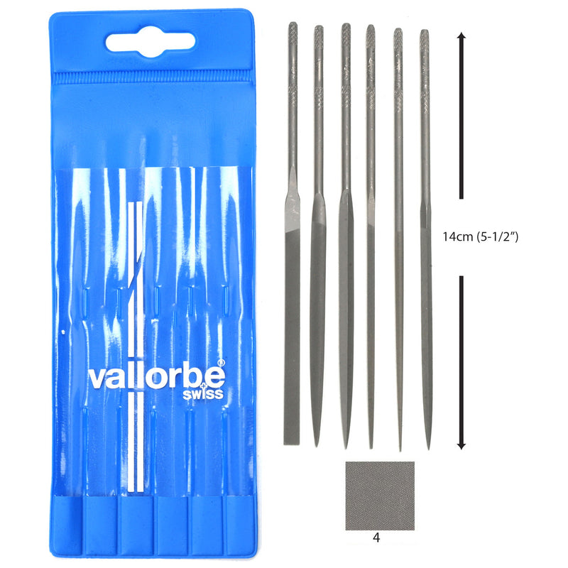 Glardon-Vallorbe LA2442-4 Nadelfeilen-Set mit 6-5-1/2" (140 mm), Hieb 4, fein