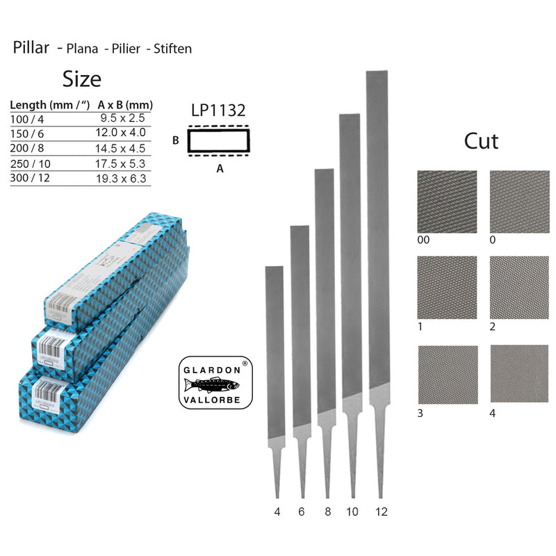 Glardon-Vallorbe Pillar Regular 2-seitig geschnittene Präzisionsfeilen – LP1132