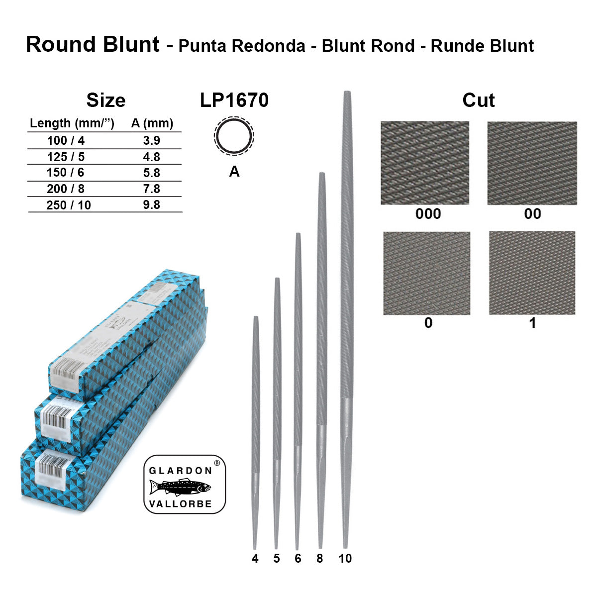 Glardon-Vallorbe Round Blunt Precision Files LP1670 | Swiss: Otto Frei