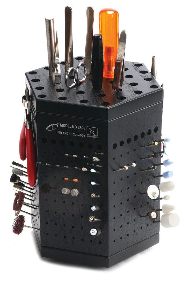 Rotating Wood Hexagon Bur and Tool Caddies