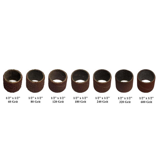 Aluminum Oxide Sanding Bands 1/2" x 1/2"-60 to 600 Grit-Packs of 10 - Otto Frei