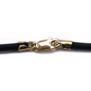 Black Rubber 2.00mm Necklace Cord with 14K Yellow Gold Clasp - Otto Frei