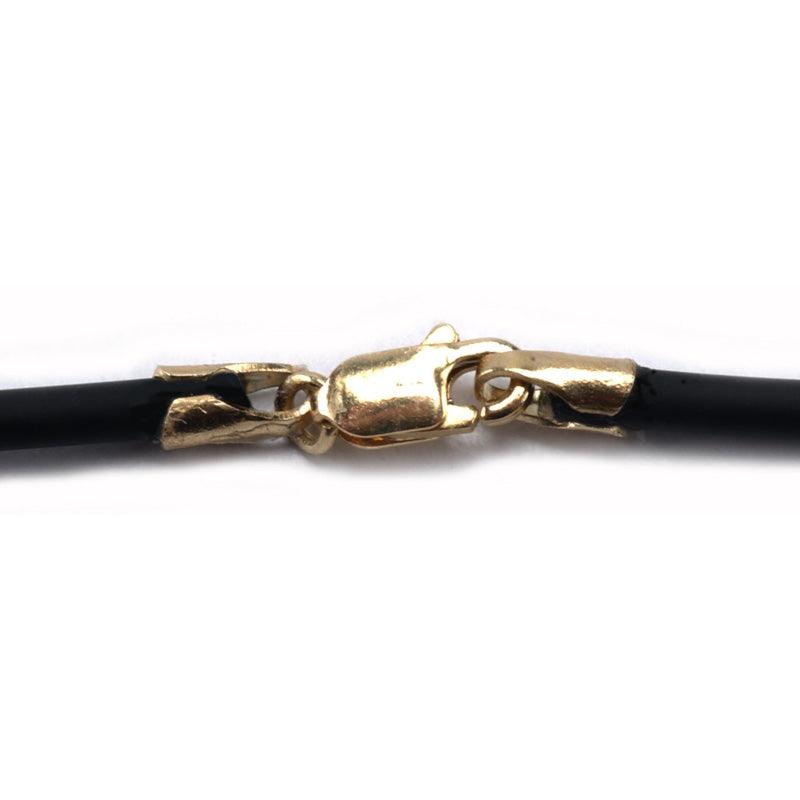 Black Rubber 2.00mm Necklace Cord with 14K Yellow Gold Clasp - Otto Frei